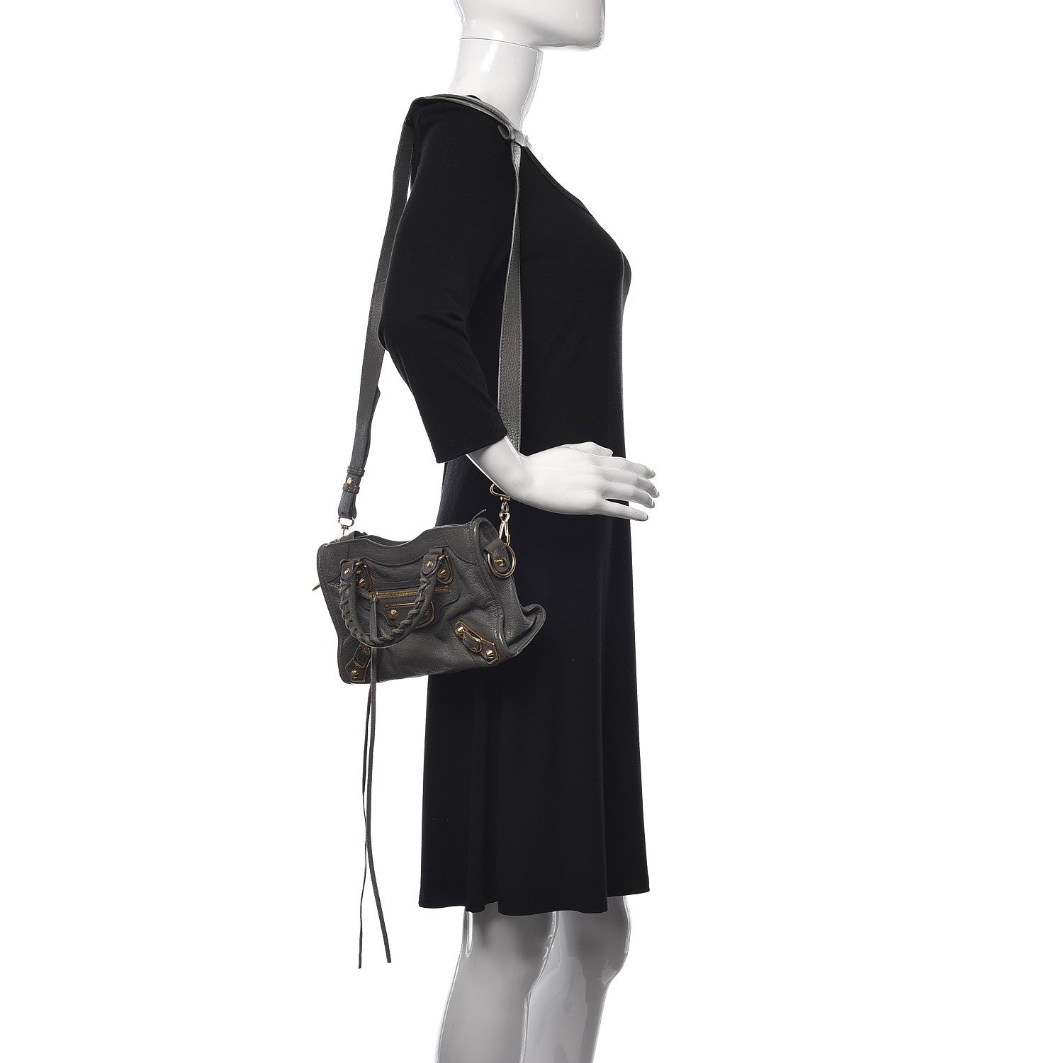 Balenciaga Chevre Gold Metallic Edge Hardware Mini City Gris Acier 3 of 11