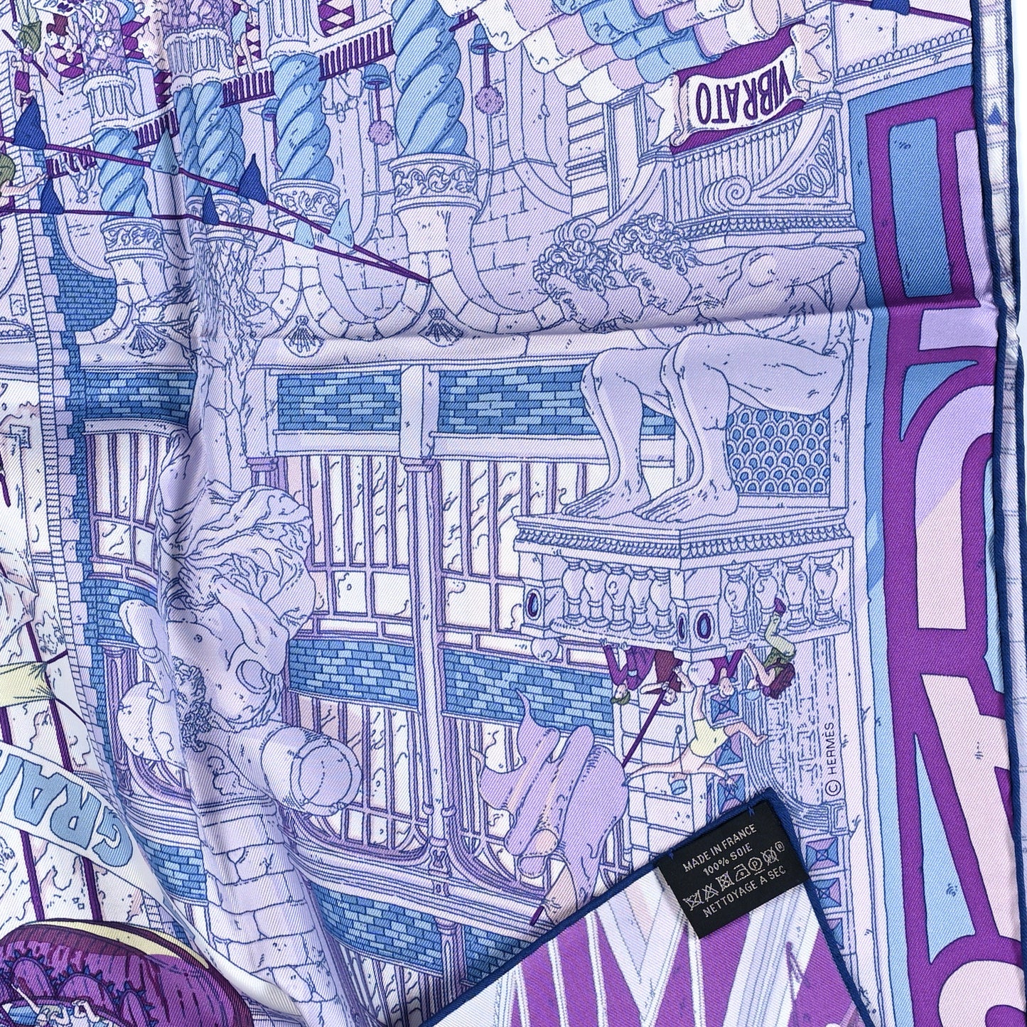 Silk Le Grand Prix Du Faubourg Scarf 90 Mauve Violet Jaune Soufre