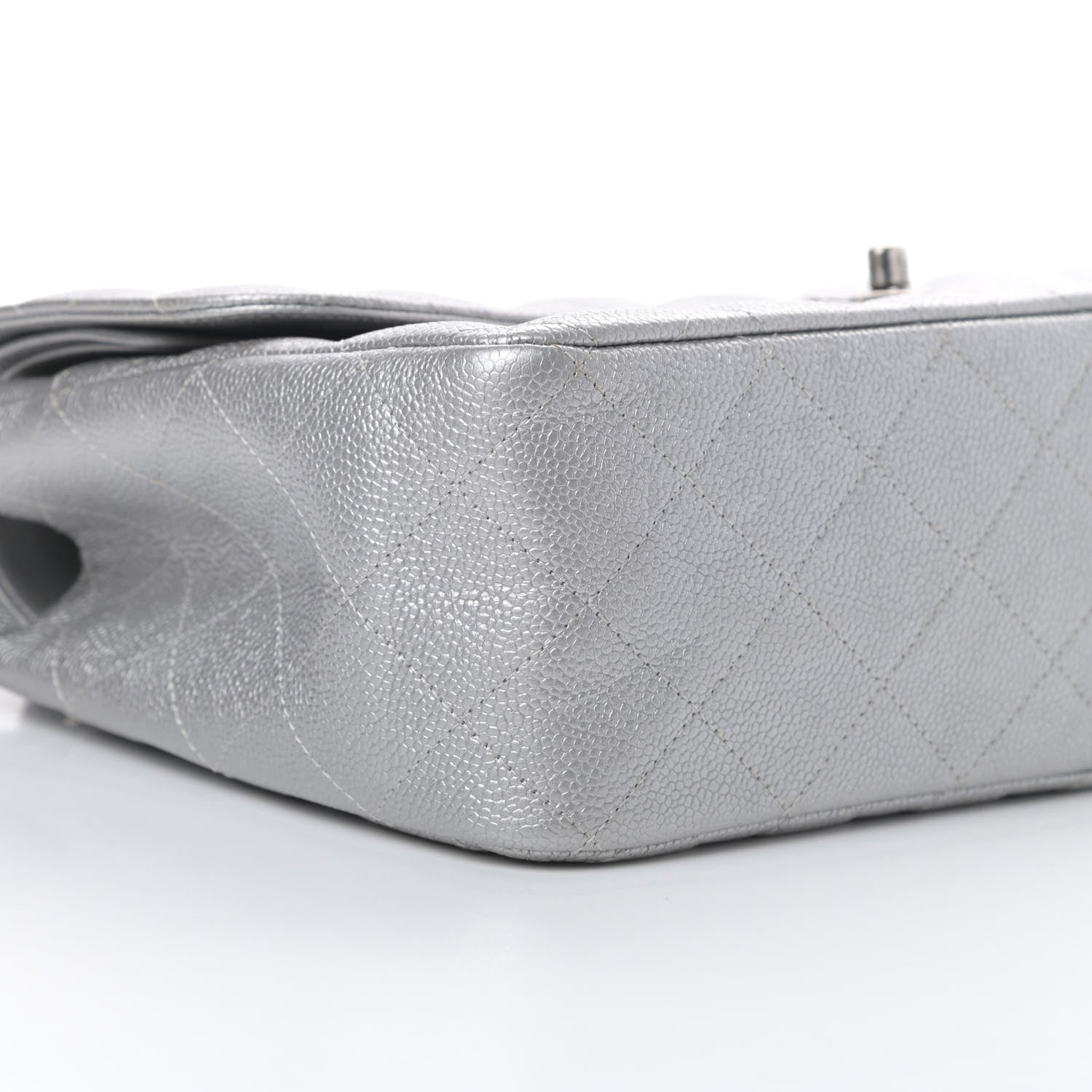 Chanel Metallic Caviar Quilted Jumbo Double Flap Silver 9 of 13