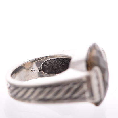 David Yurman Sterling Silver Diamond Smoky Quartz 15mm Deco Ring 49 4.75 6 of 6