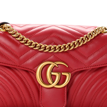 Gucci Calfskin Matelasse Small GG Marmont Shoulder Bag Hibiscus Red 8 of 10