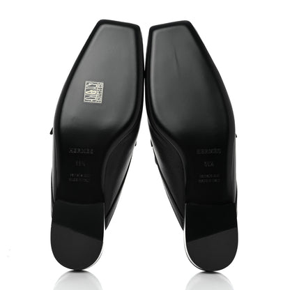 Hermes Goatskin Groupie Mules 38.5 Black 5 of 9