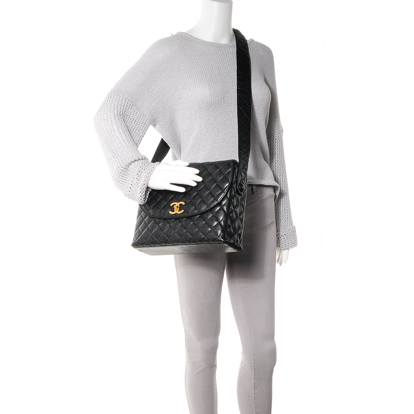 Caviar Quilted Crossbody Bag Black