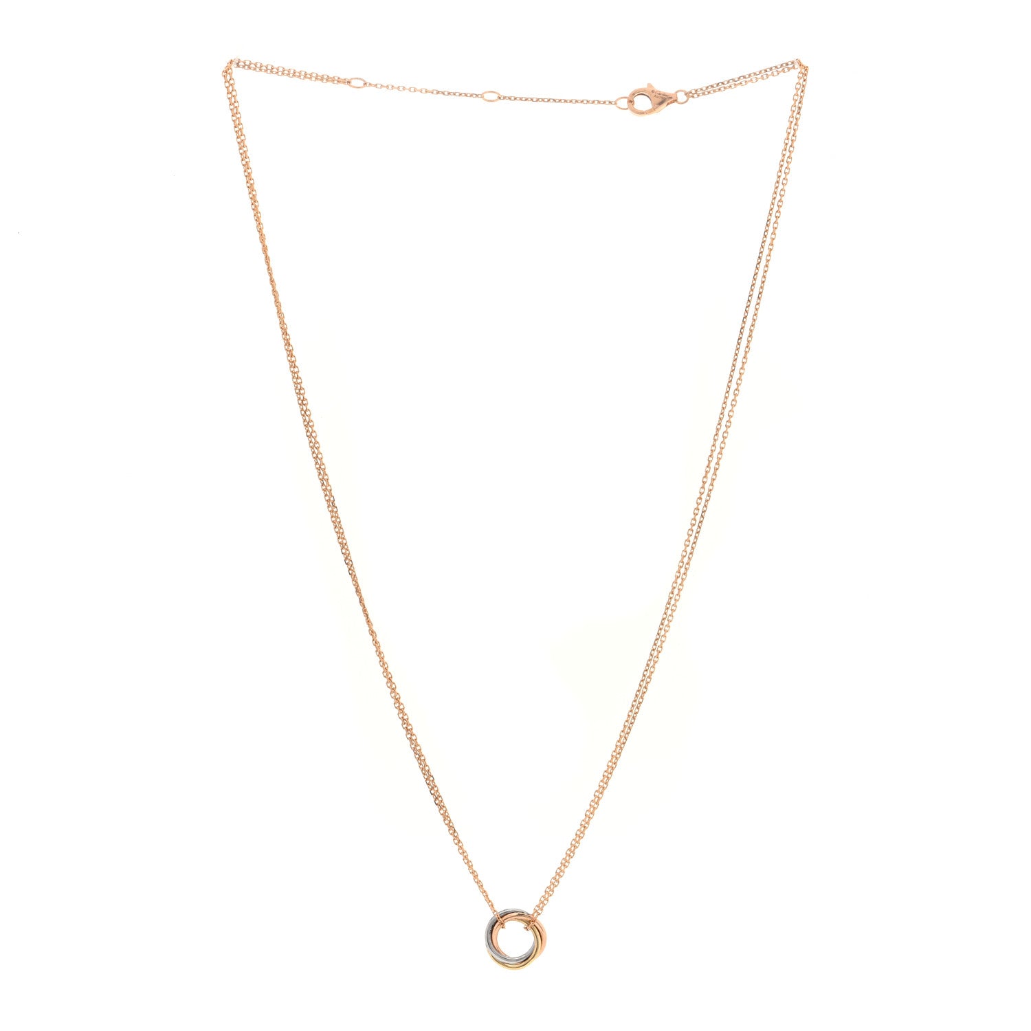 Cartier 18K Pink Yellow White Gold Trinity Double Chain Pendant Necklace 3 of 4