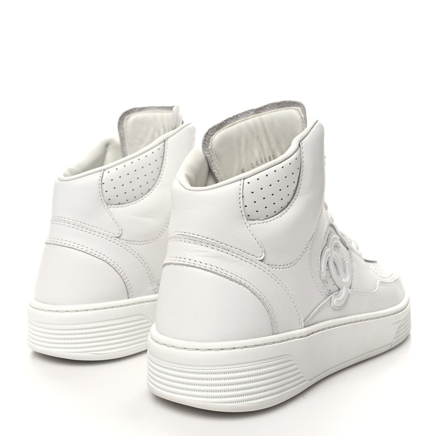 Calfskin CC High Top Sneaker 40 White