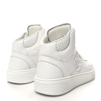 Chanel Calfskin CC High Top Sneaker 40 White 4 of 8
