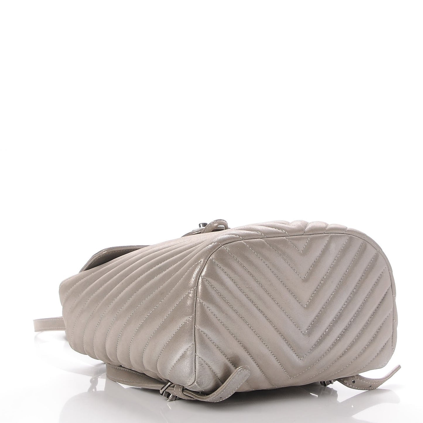 Metallic Calfskin Chevron Quilted Small Urban Spirit Backpack Silver