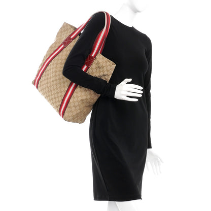Gucci GG Monogram Medium Web Handle Vertical Tote Red 2 of 7