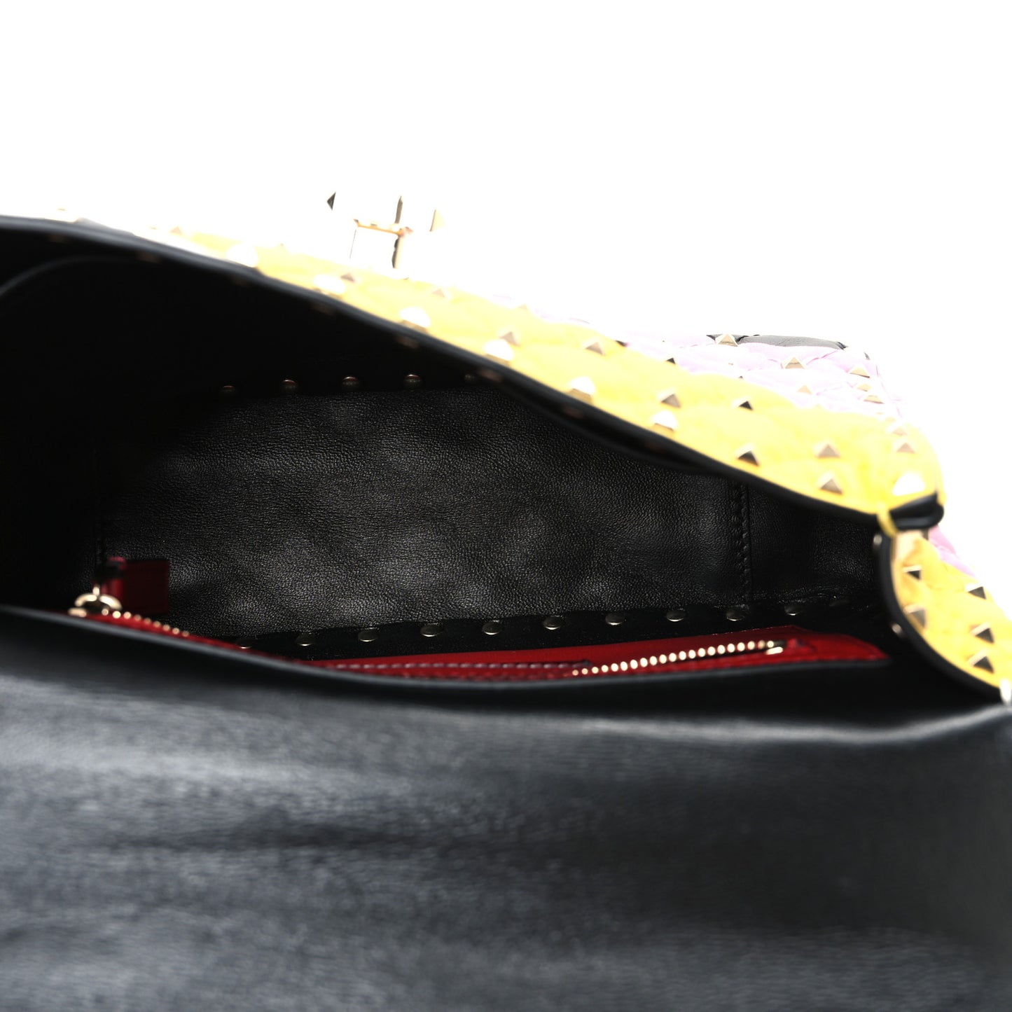 Lambskin Medium Moon And Stars Rockstud Spike Shoulder Bag White Yellow Pink