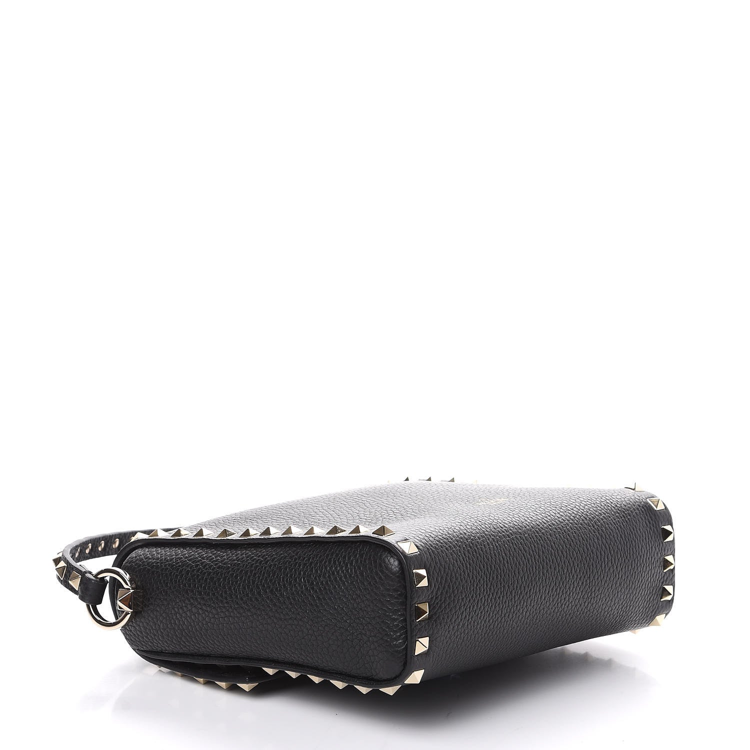 Valentino Garavani Pebbled Calfskin Rockstud Flip Lock Flap Messenger Black 3 of 9