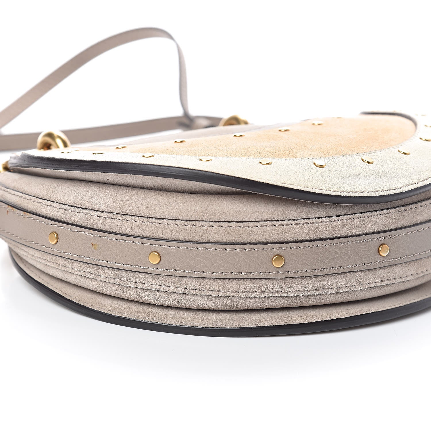 Chloe Smooth Calfskin Suede Patchwork Studded Small Pixie Bag Motty Grey 7 of 9