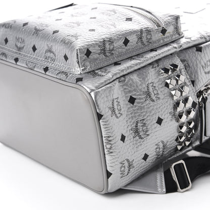 MCM Metallic Visetos Medium Side Stud Stark Backpack Berlin Silver 6 of 11