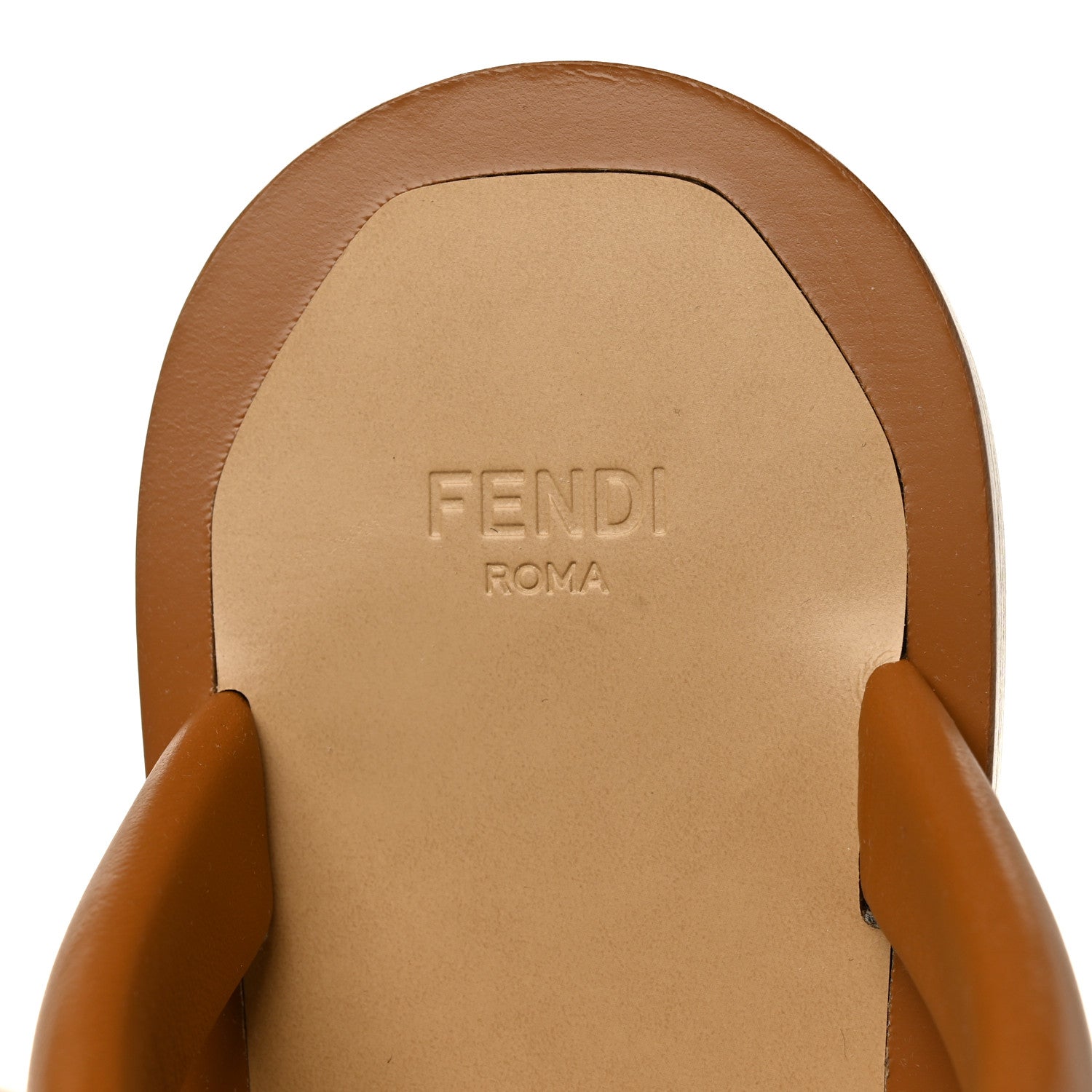 Fendi Nappa Fendi O'Lock Flat Slide Sandals 37 Caramello 7 of 7