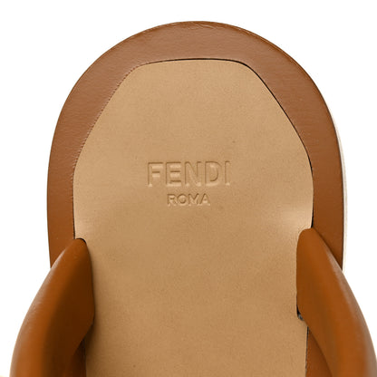 Fendi Nappa Fendi O'Lock Flat Slide Sandals 37 Caramello 7 of 7