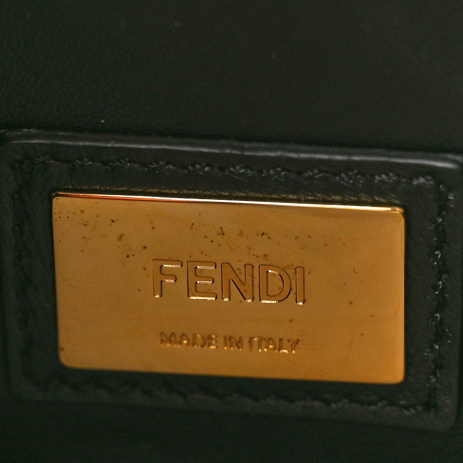 Fendi Vitello Seta Shiny Nappa Scalloped Studded Medium Peekaboo Iconic Satchel Black 6 of 14