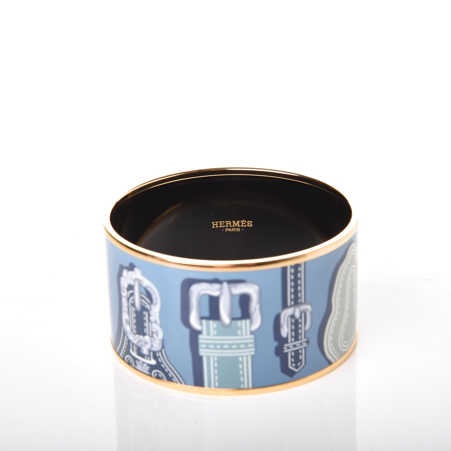 Hermes Enamel Printed Harnais Des Presidents Extra Wide Bracelet 65 4 of 6