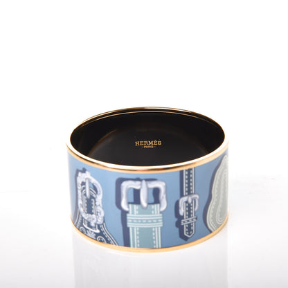 Hermes Enamel Printed Harnais Des Presidents Extra Wide Bracelet 65 4 of 6