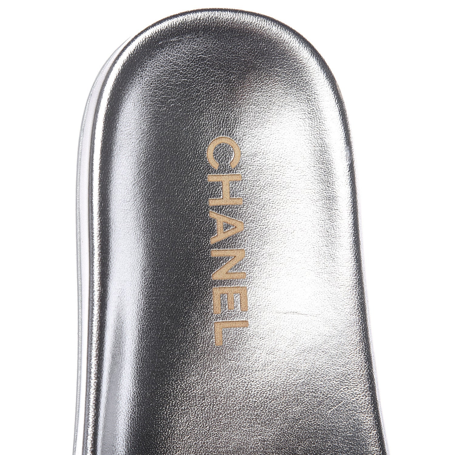 Chanel Metallic Lambskin Chain Flat Sandals 38 Silver 6 of 11