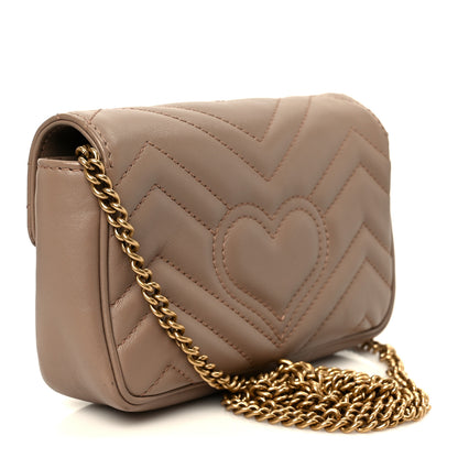 Gucci Calfskin Matelasse Super Mini GG Marmont Shoulder Bag Porcelain Rose 3 of 11