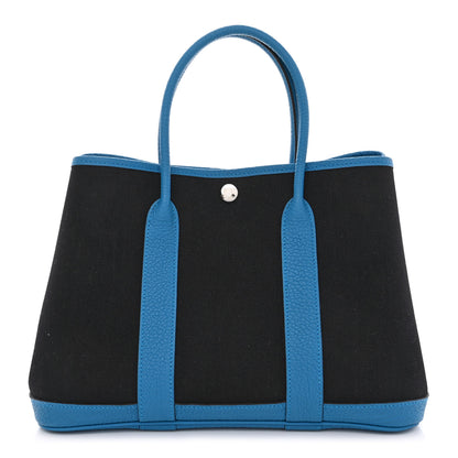 Hermes Toile Negonda Garden Party Tote 30 TPM Black Bleu Zanzibar 1 of 10