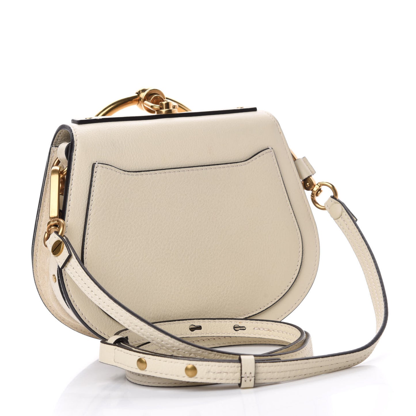 Calfskin Suede Small Nile Bracelet Bag Off White