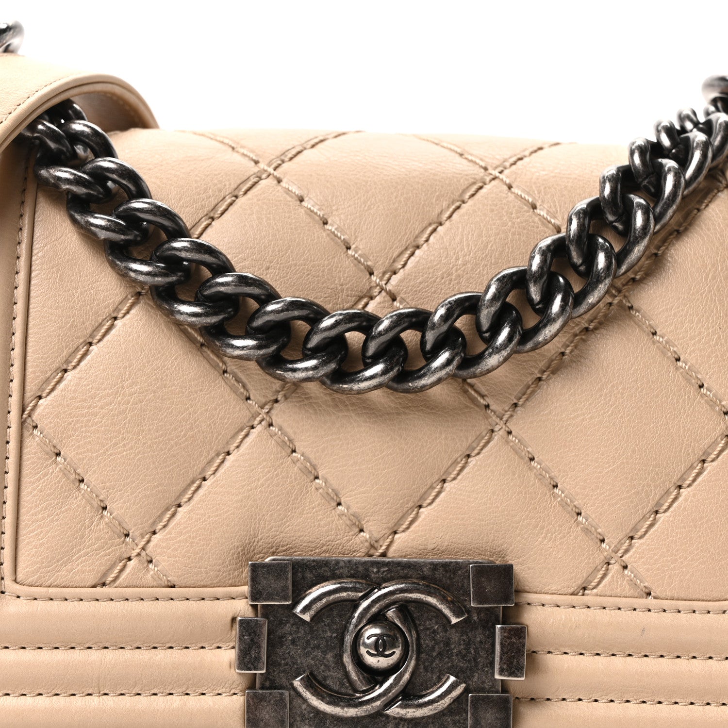 Chanel Calfskin Double Stitch Small Boy Flap Beige 8 of 11