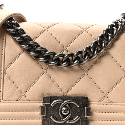 Chanel Calfskin Double Stitch Small Boy Flap Beige 8 of 11