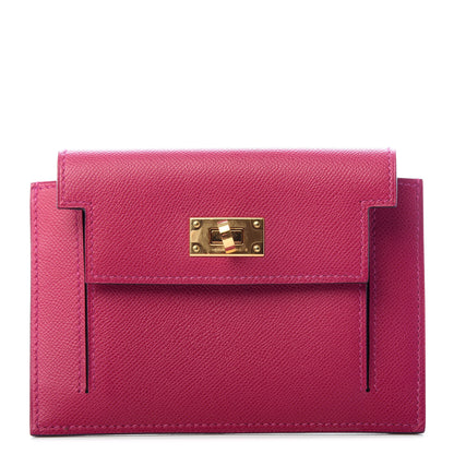 Hermes Madame Calfskin Kelly Pocket Compact Wallet Rose Pourpre 1 of 7