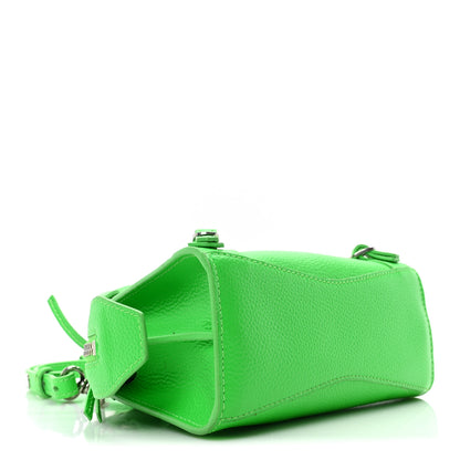 Balenciaga Grained Calfskin Neo Classic Silver Hardware Nano City Crossbody Fluo Green 4 of 9