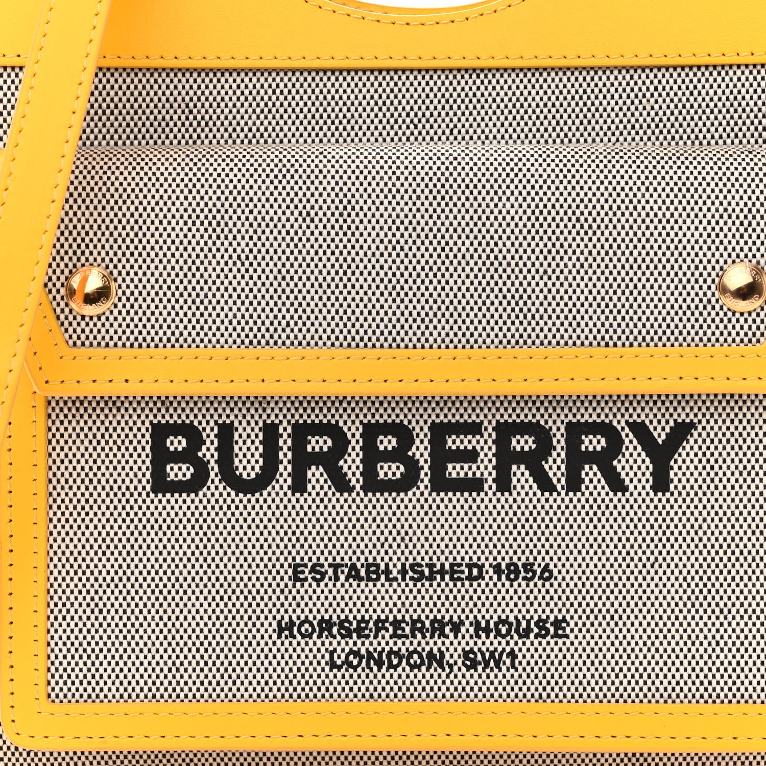 Burberry Canvas Smooth Calfskin Two Tone Mini Pocket Bag Black Deep Saffron 7 of 10