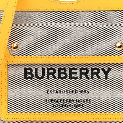 Burberry Canvas Smooth Calfskin Two Tone Mini Pocket Bag Black Deep Saffron 7 of 10