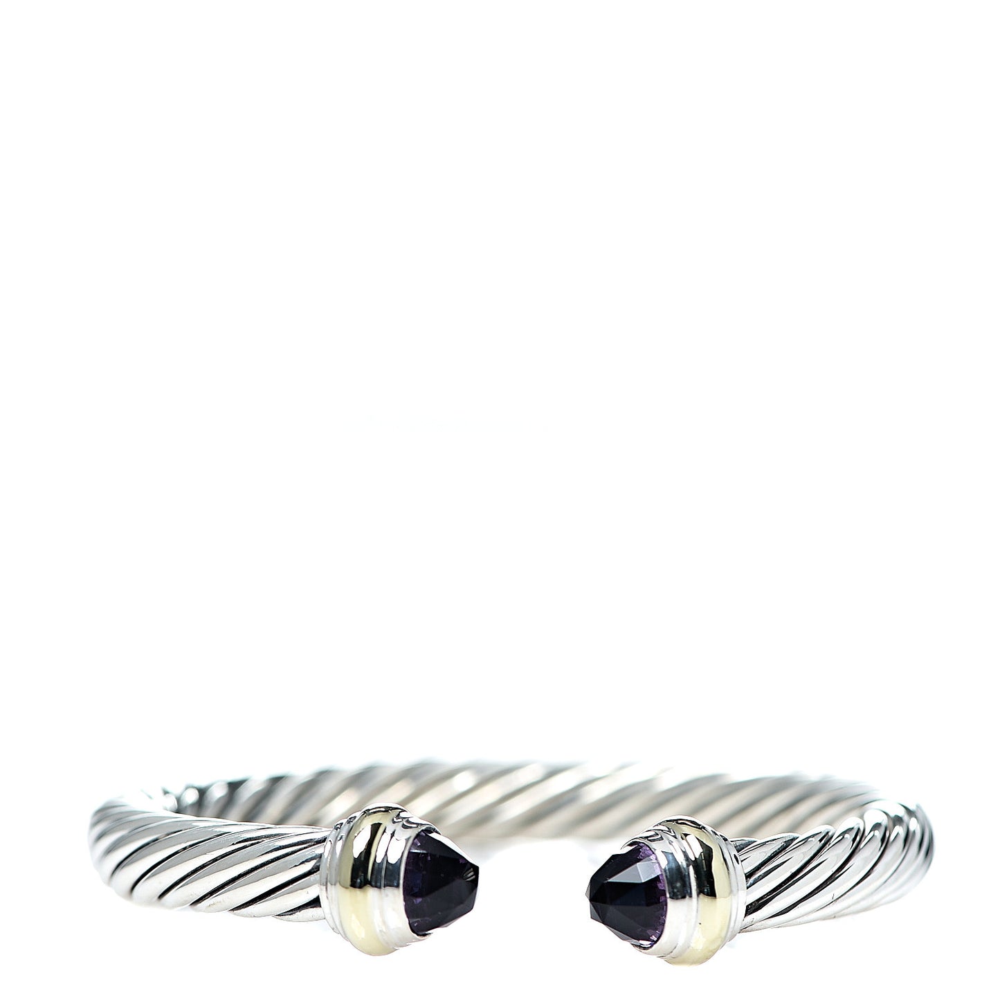 Sterling Silver 14K Yellow Gold Amethyst 7mm Cable Classics Bracelet