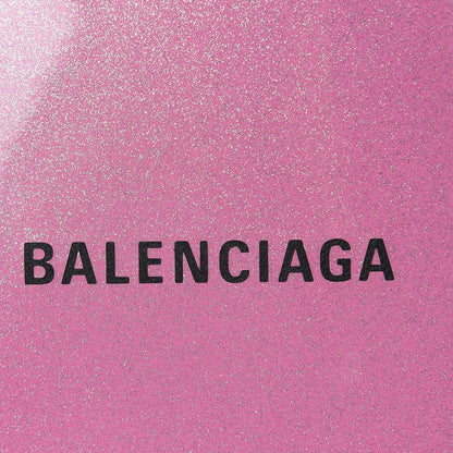 Balenciaga Varnished Glitter Calfskin Logo Shopping Phone Holder Bag Old Rose 8 of 9