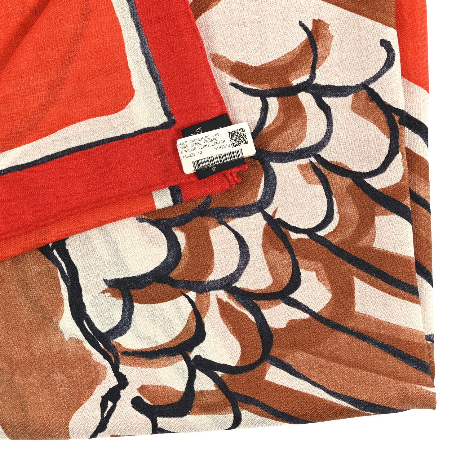 Hermes Cashmere Silk Libre Comme Pegase Shawl 140 Rouge Vermillion 2 of 4