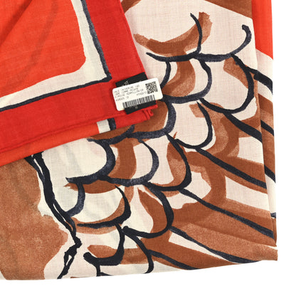 Hermes Cashmere Silk Libre Comme Pegase Shawl 140 Rouge Vermillion 2 of 4