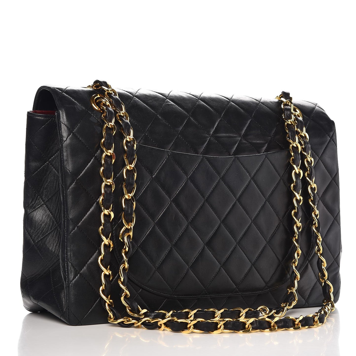Lambskin Quilted XL Jumbo Single Flap Black