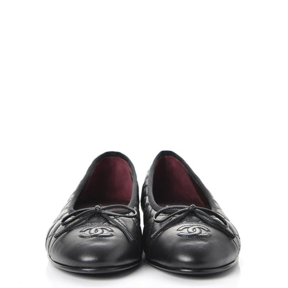 Chanel Aged Calfskin Quilted Cap Toe Ballerina Flats 39 Black 2 of 11