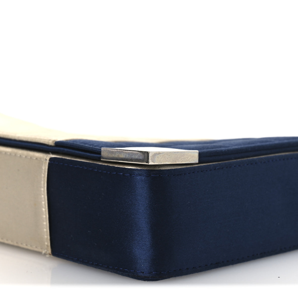 Satin Chocolate Bar Flap White Blue