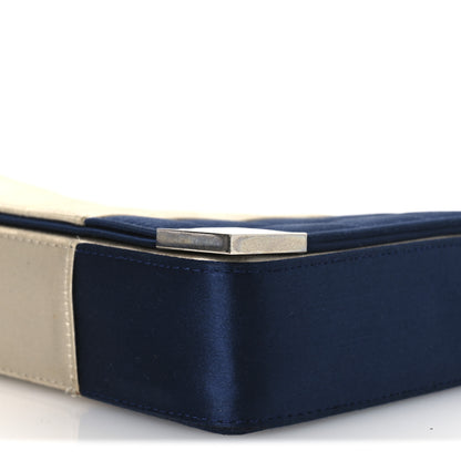 Chanel Satin Chocolate Bar Flap White Blue 10 of 18