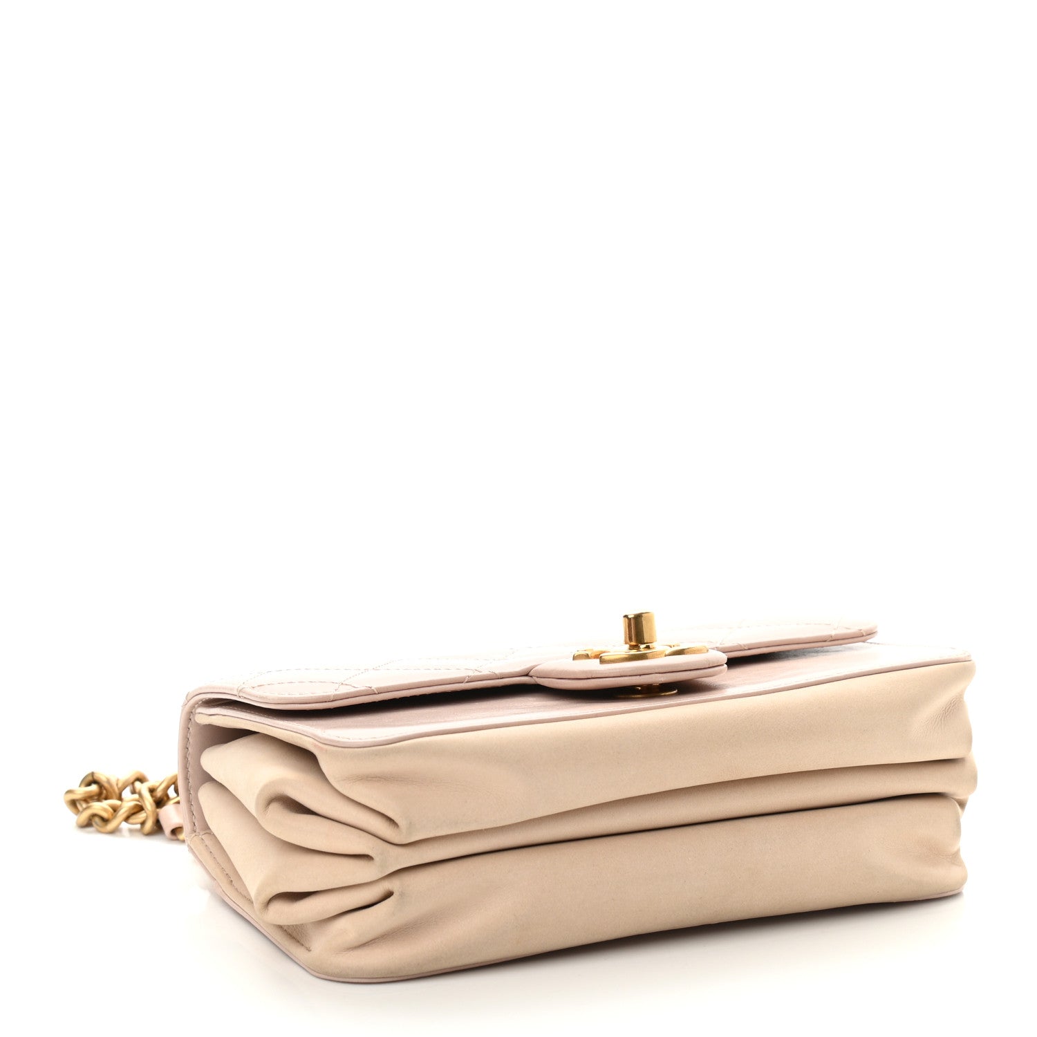 Chanel Glazed Calfskin Quilted Mini Straight Lined Flap Beige 4 of 10