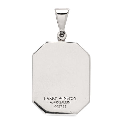Harry Winston 18K White Gold Diamond Zalium HW Logo Pendant 3 of 4
