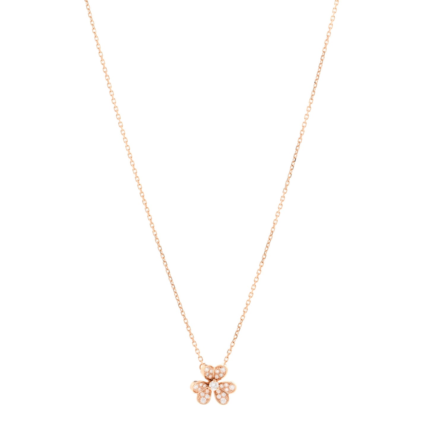 18K Rose Gold Diamond Mini Frivole Pendant Pave Necklace