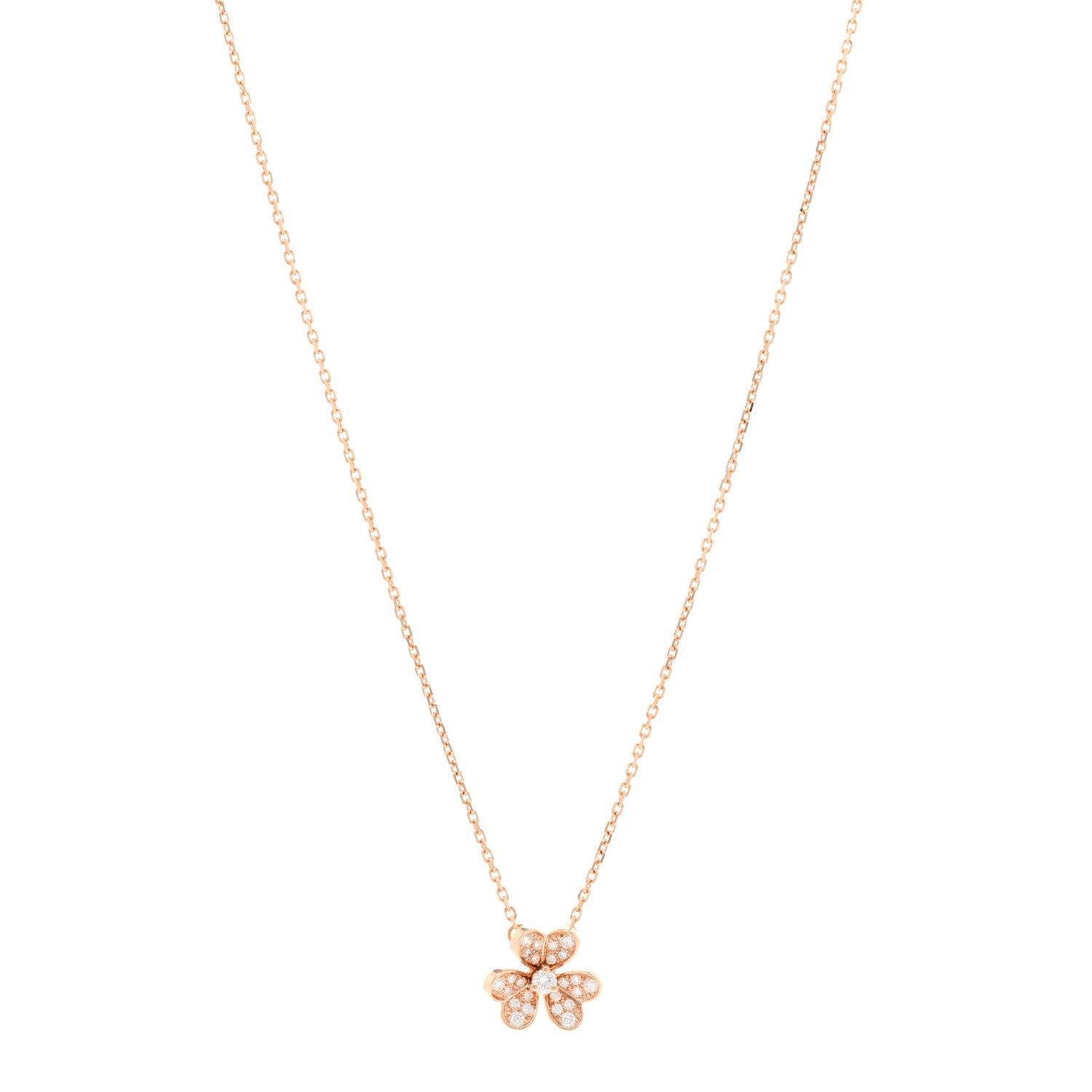 Van Cleef & Arpels 18K Rose Gold Diamond Mini Frivole Pendant Pave Necklace 1 of 5