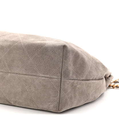 Chanel Suede Quilted Large Hobo Dark Grey 10 of 11