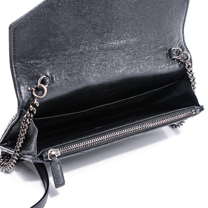 Saint Laurent Calfskin Matelasse Chevron Monogram Chain Wallet Black 5 of 8