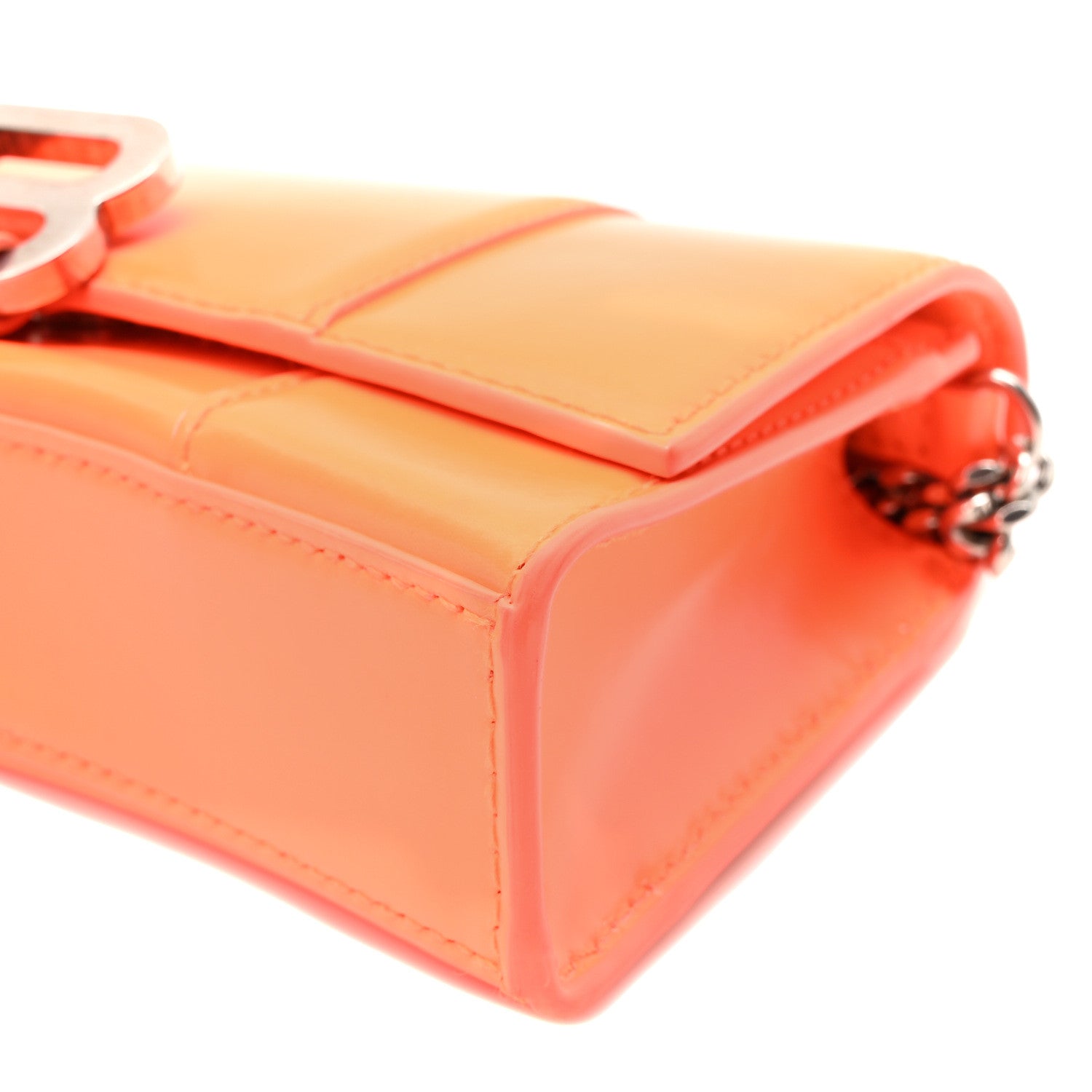 Balenciaga Shiny Box Calfskin Hourglass Chain Bag Fluo Orange 9 of 9
