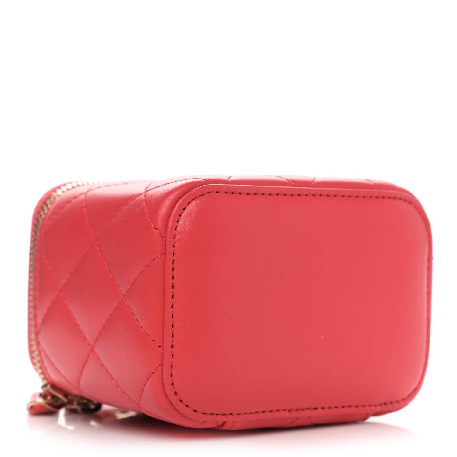 Chanel Lambskin Quilted Mini Vanity Case With Chain Dark Pink 4 of 11