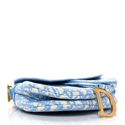 Christian Dior Oblique Embroidered Saddle Bag Cornflower Blue 3 of 8