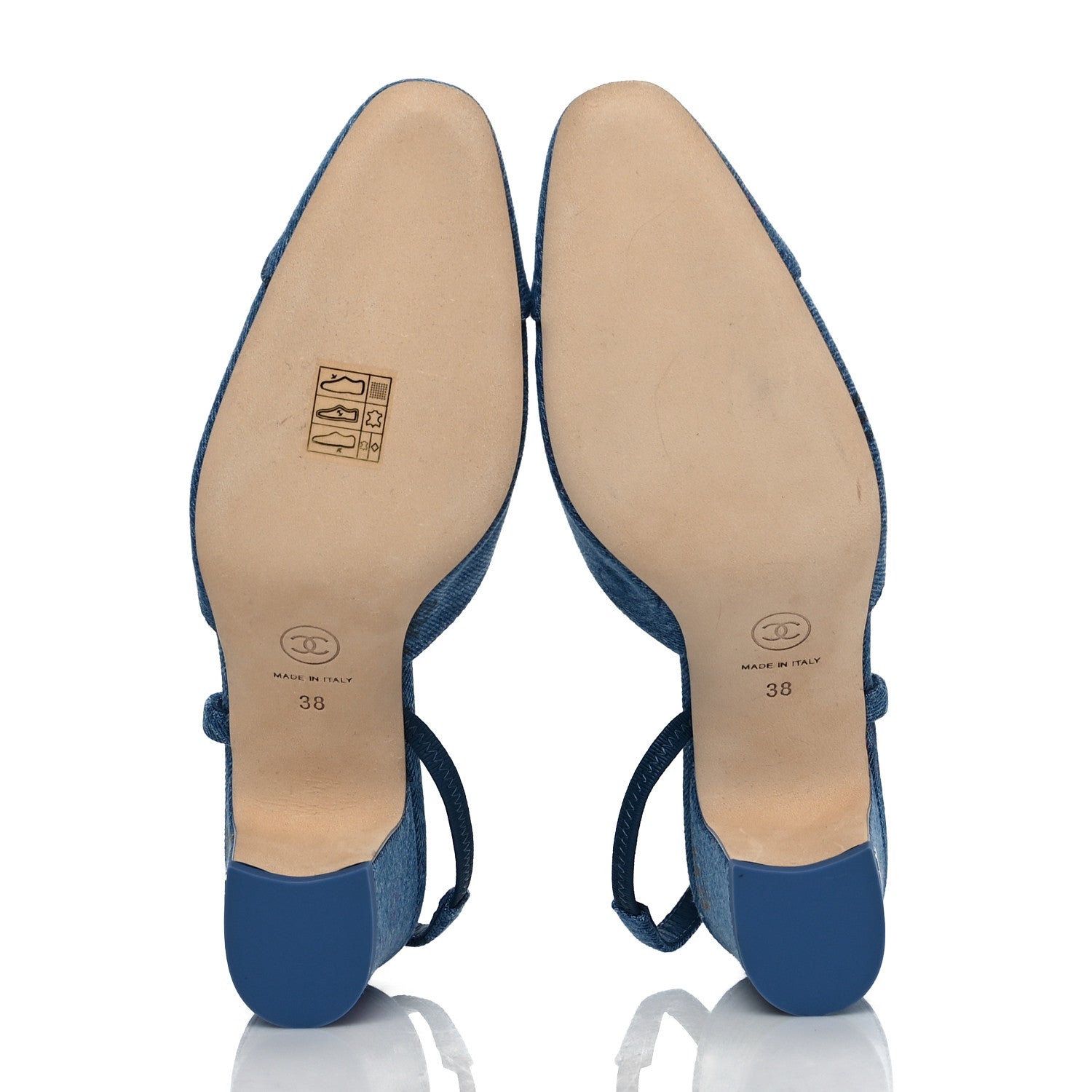 Chanel Denim Cap Toe Denim Mood Slingback Flats 38 Blue Multicolor 5 of 8