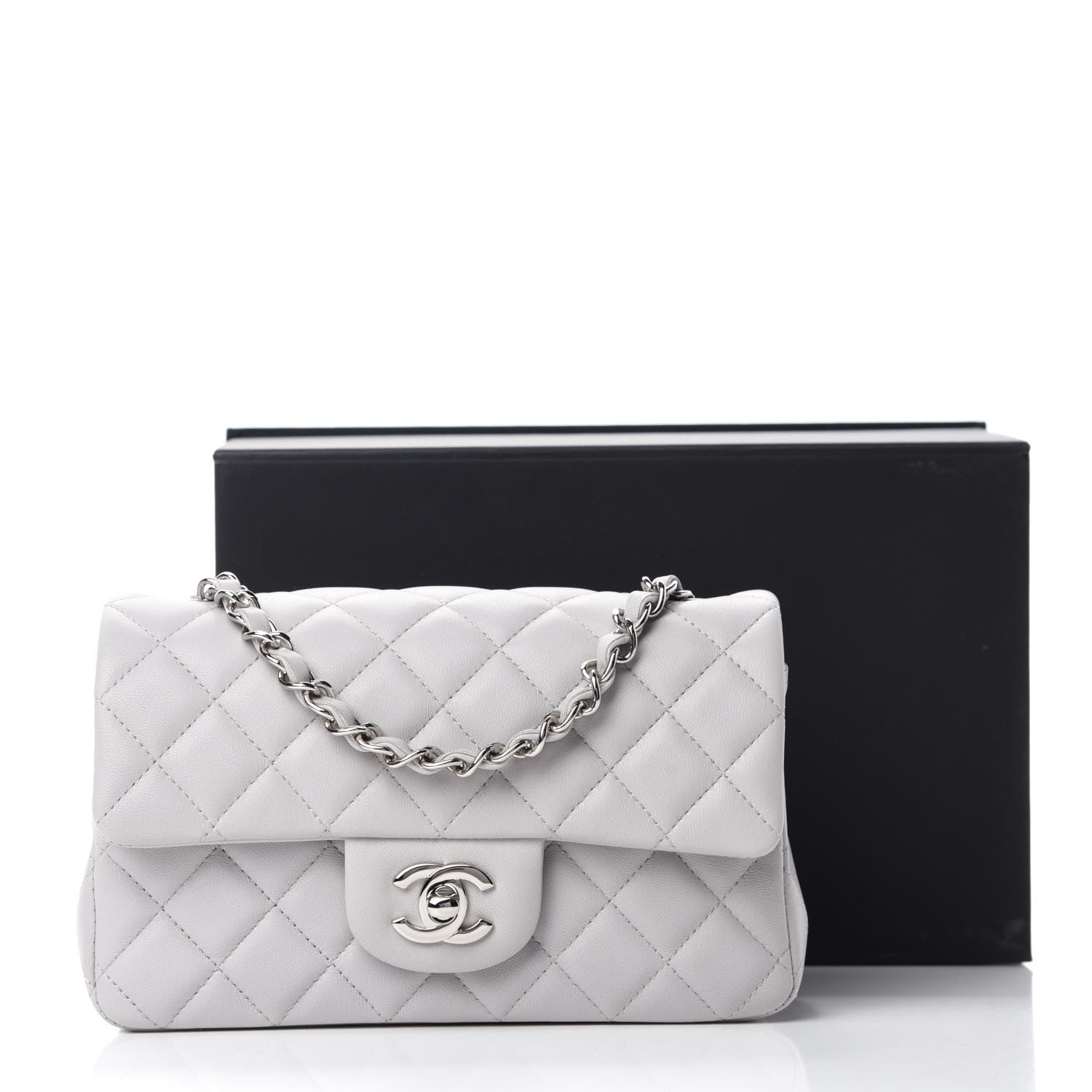 Chanel Lambskin Quilted Mini Rectangular Flap Grey 11 of 11